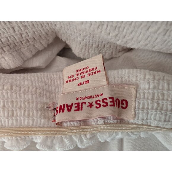 Guess Jeans White Cotton Smocked Tube Top With Halter Tie Womens S/P - Picture 4 of 5